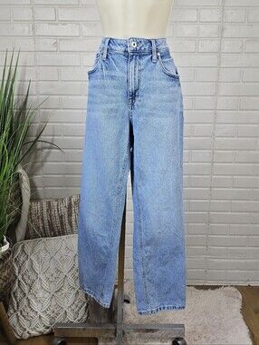 Edgely Sparkle Light Blue High Waist Straight Leg Jeans Size 10